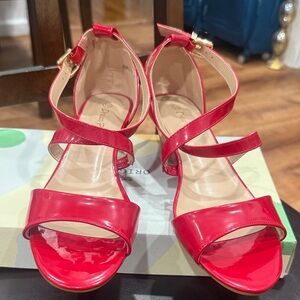 Dream Pairs Red Patent Strappy Block Heel Sandals